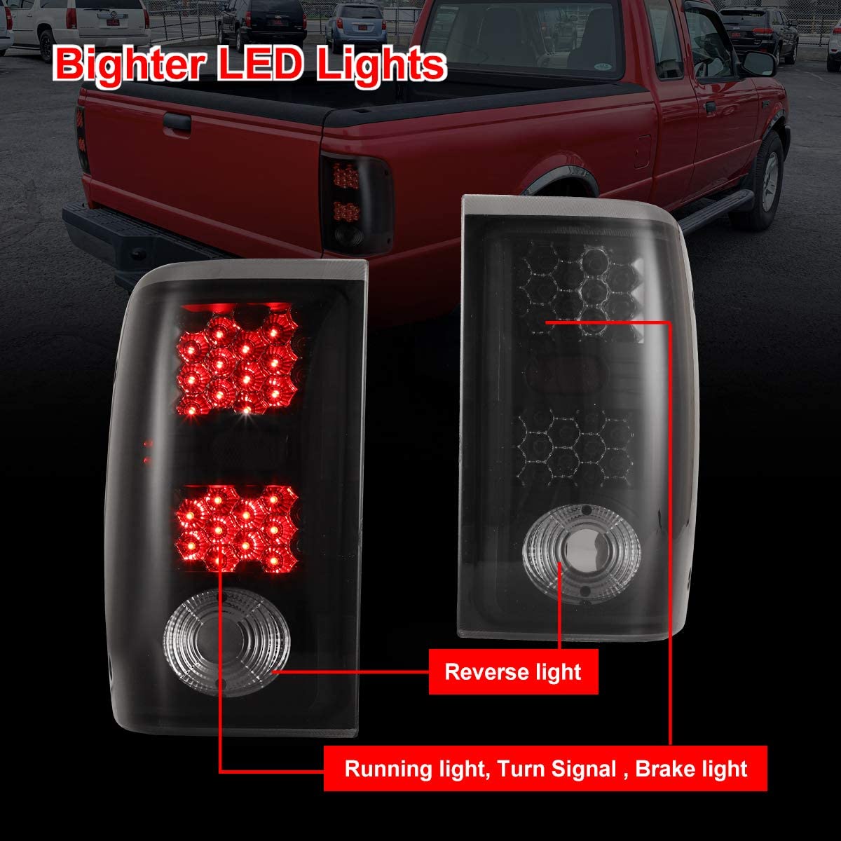 LED Tail Lights Assembly for 2001 2002 2003 2004 2005 Ford Ranger