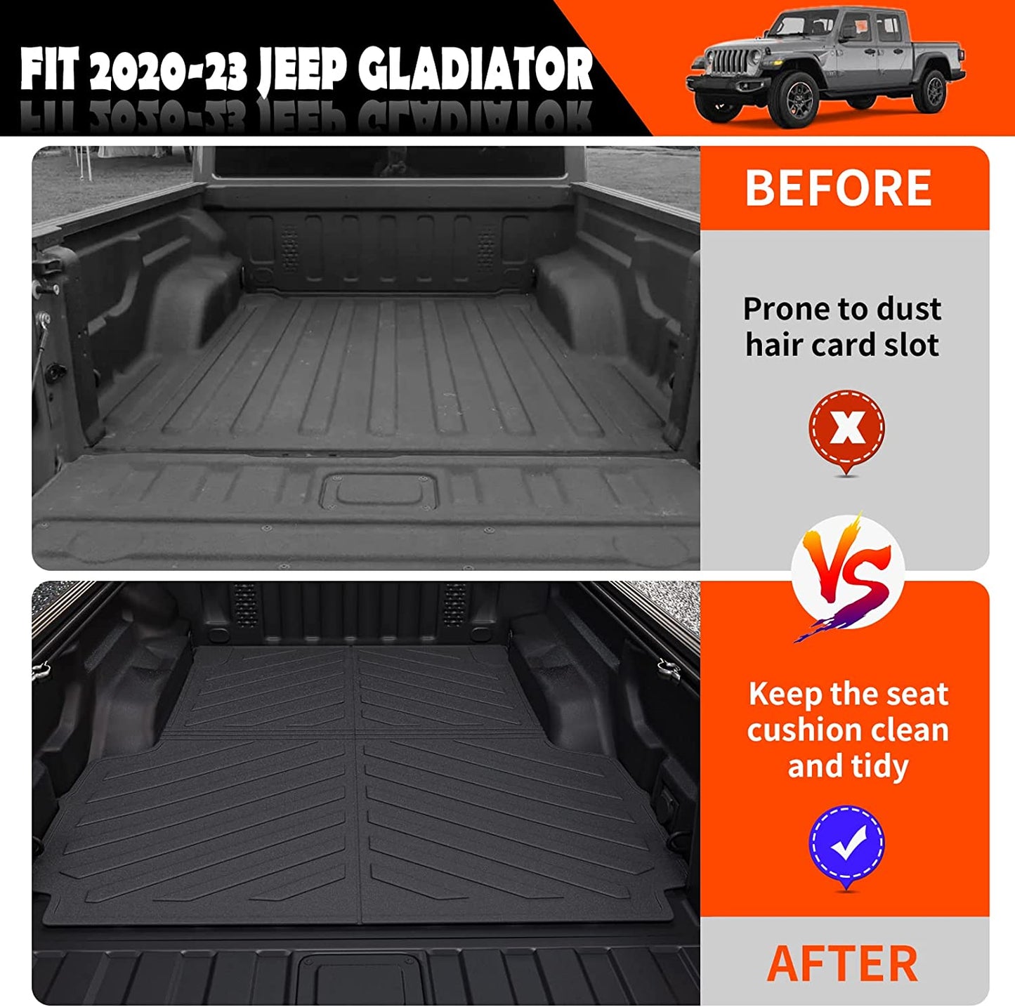 Fit 2020-2023 Jeep Gladiator JT Pickup Truck Bed Mat