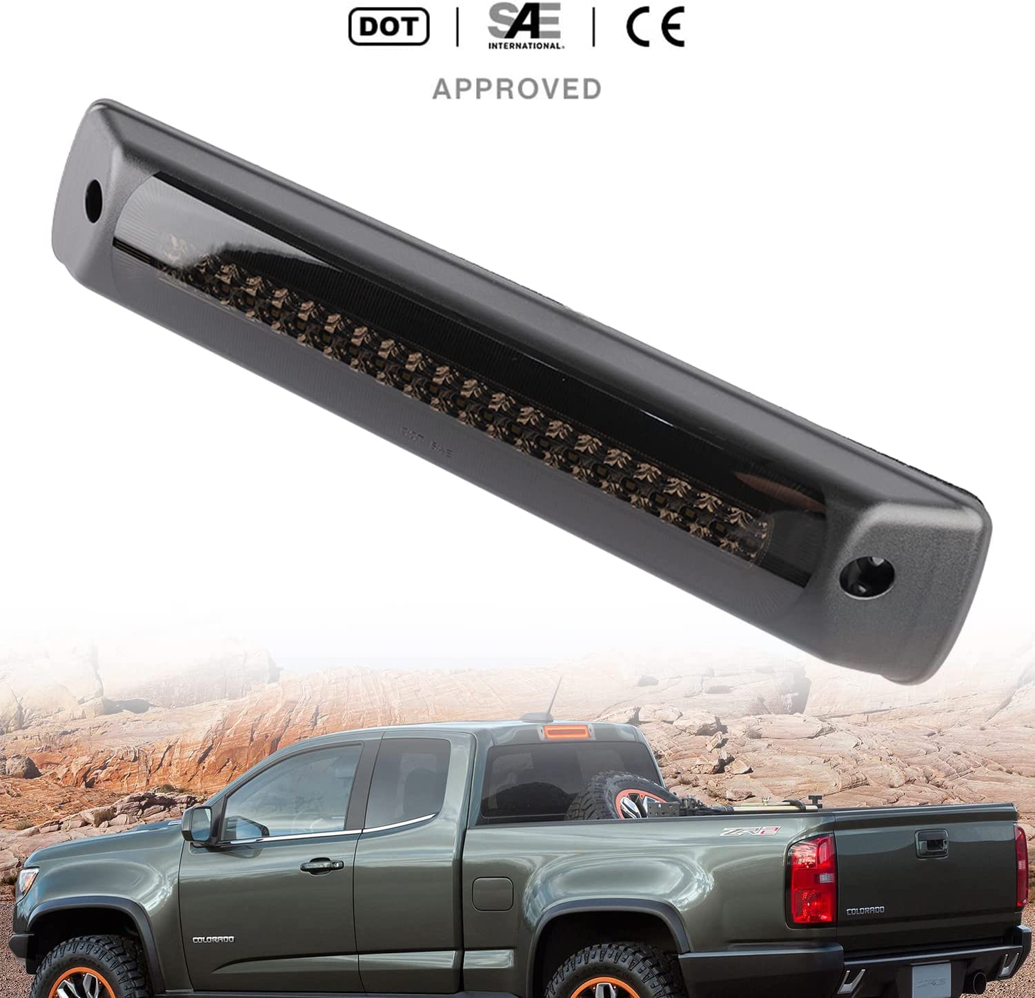 DNA MOTORING LED Third Brake Light Bar - Smoke Lens For 2015-2018 Chevy Colorado & GMC Canyon