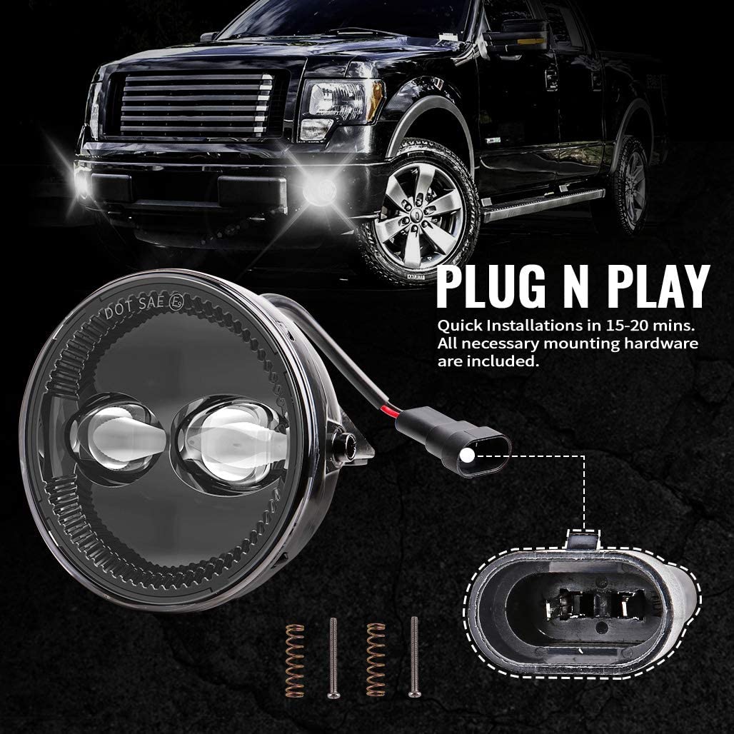 Upgraded 4-1/2 Inch LED Fog Lights Lamps for 2006-2014 Ford F150