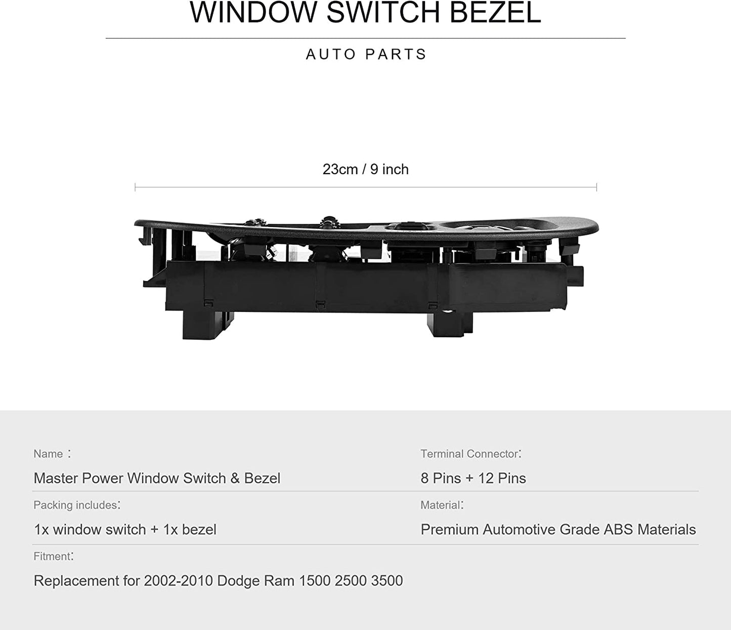 Power Window Switch and Bezel Replacements for 2002-2010 Dodge Ram 1500/2500/3500