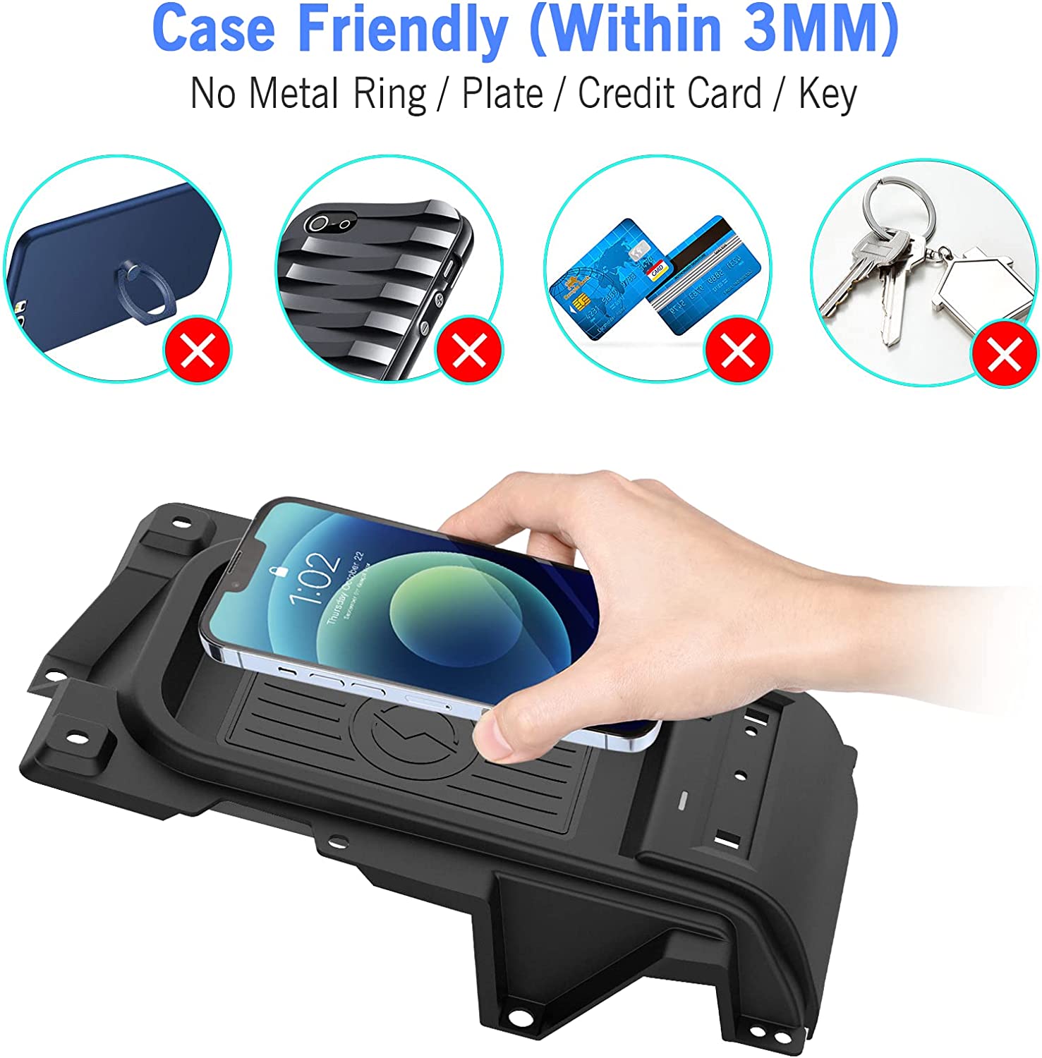 Center Console Wireless Charger for Toyota Tundra 2014 2015 2016 2017 2018 2019 2020 2021 - OHMU