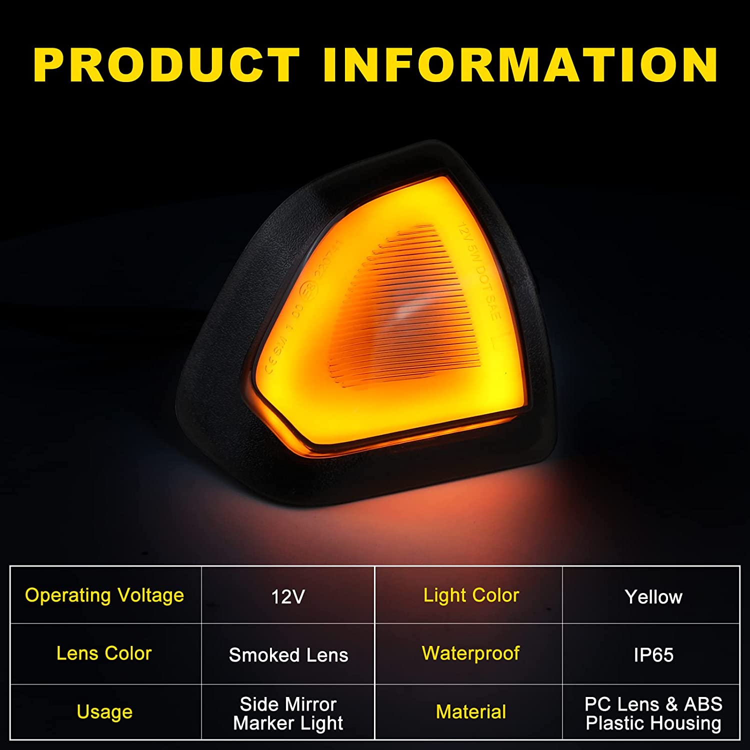 LED Side Towing Mirror Indicator Light for 2010-2018 Dodge RAM 1500 2500 3500 - OHMU