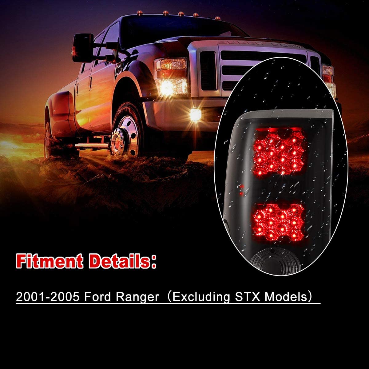 LED Tail Lights Assembly for 2001 2002 2003 2004 2005 Ford Ranger