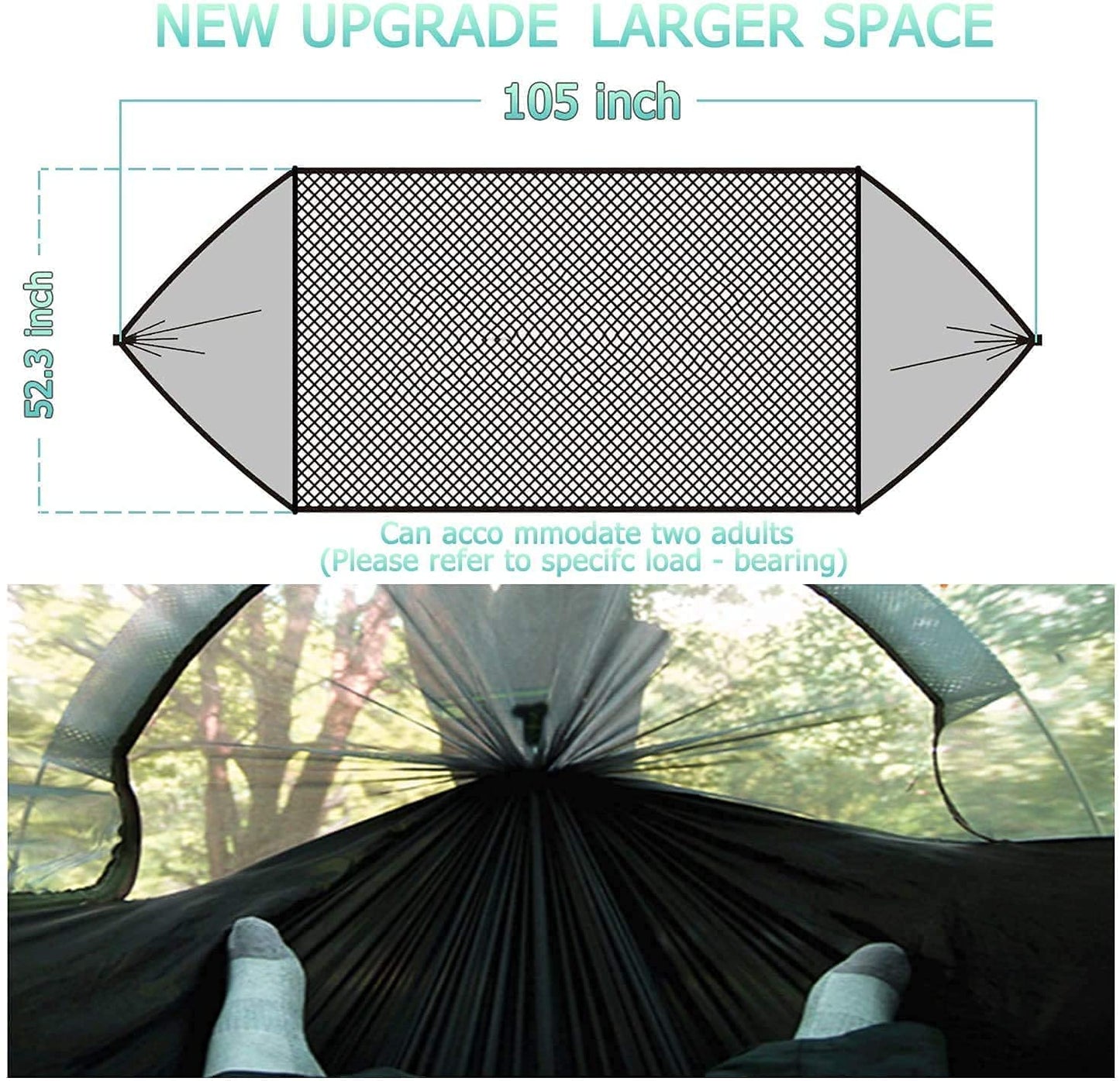 Camping Hammock Tent with Mosquito Net and Rainfly Cover (Orange) - OHMU
