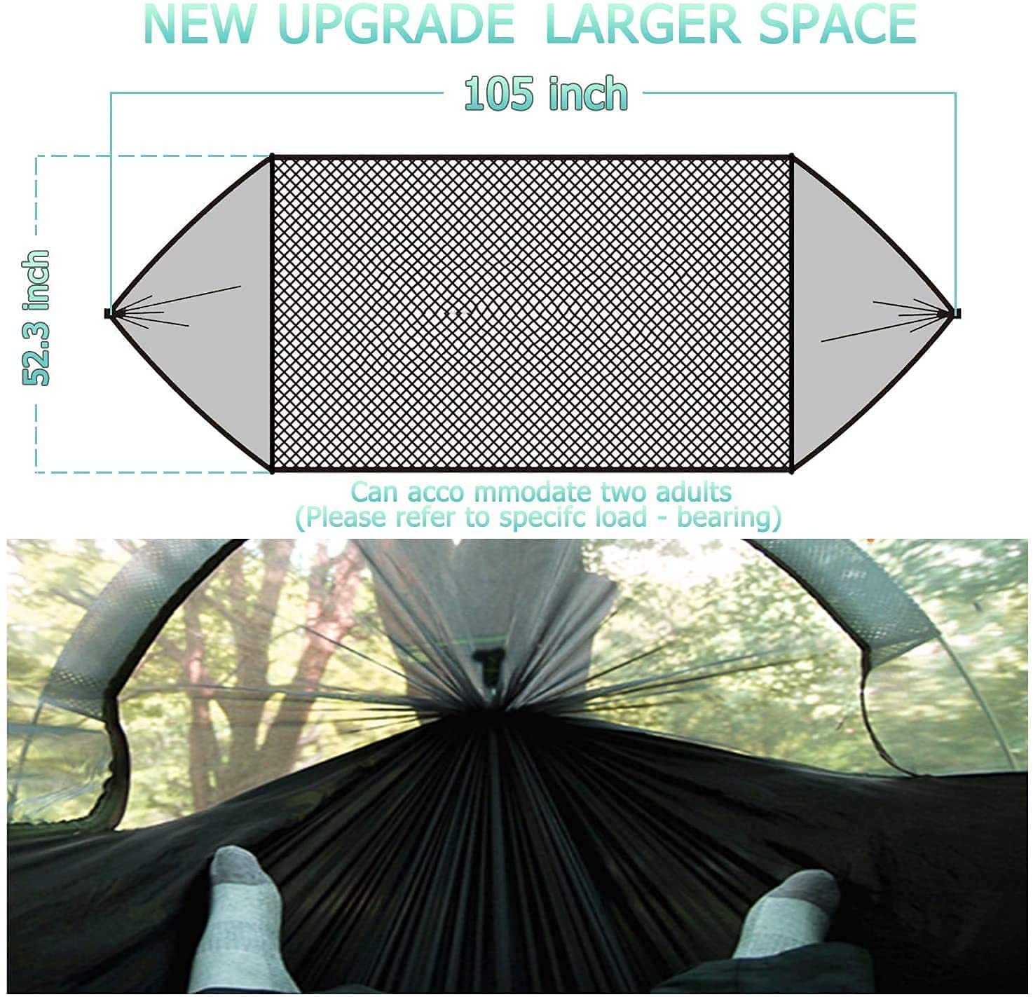 Camping Hammock Tent with Mosquito Net and Rainfly Cover (Orange) - OHMU
