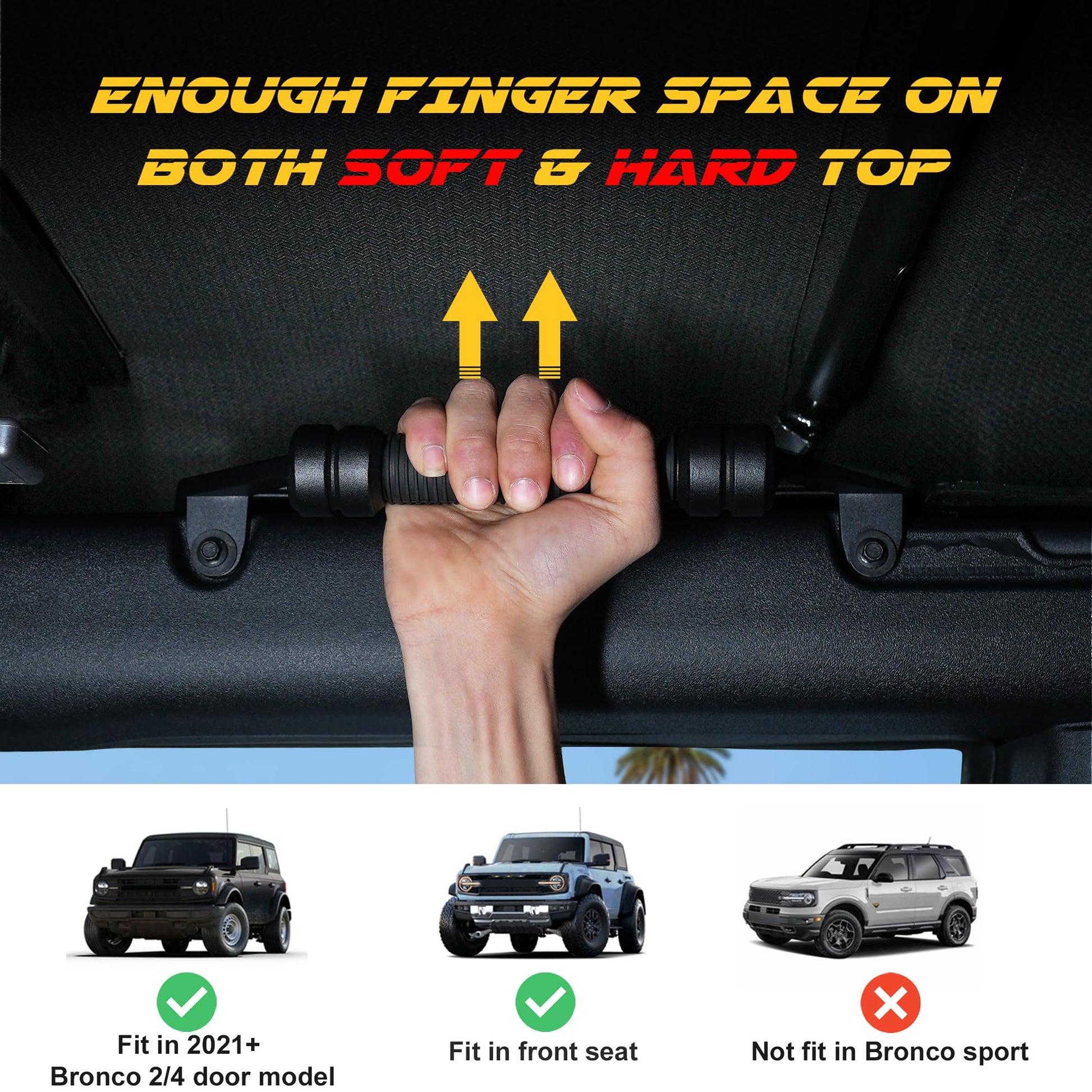 Updated Aluminum Grab Handles for Ford Bronco 2024 2023 2022 2021 2/4 Door - OHMU