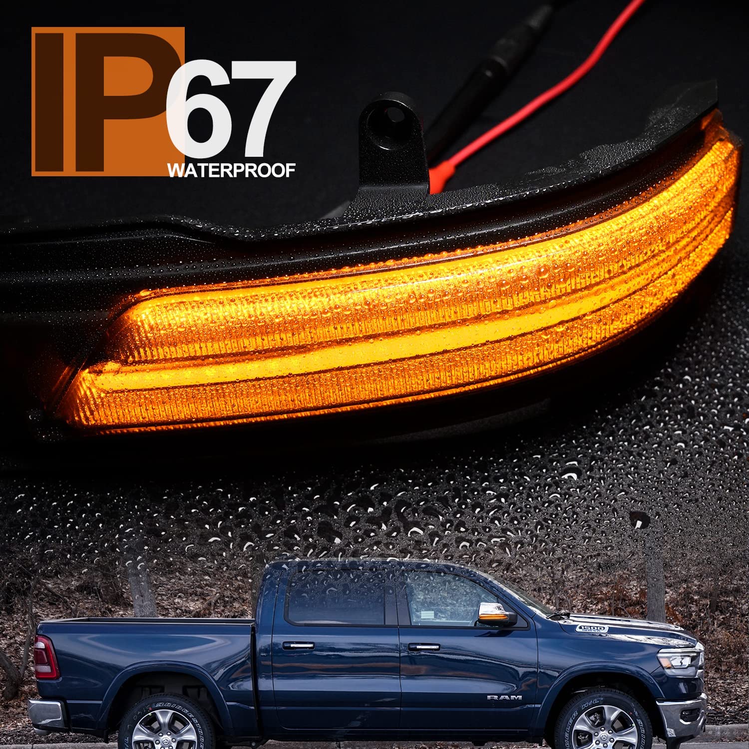 NSLUMO Sequential LED Side Mirror Turn Signal Light For RAM 1500 DT 2019-2022