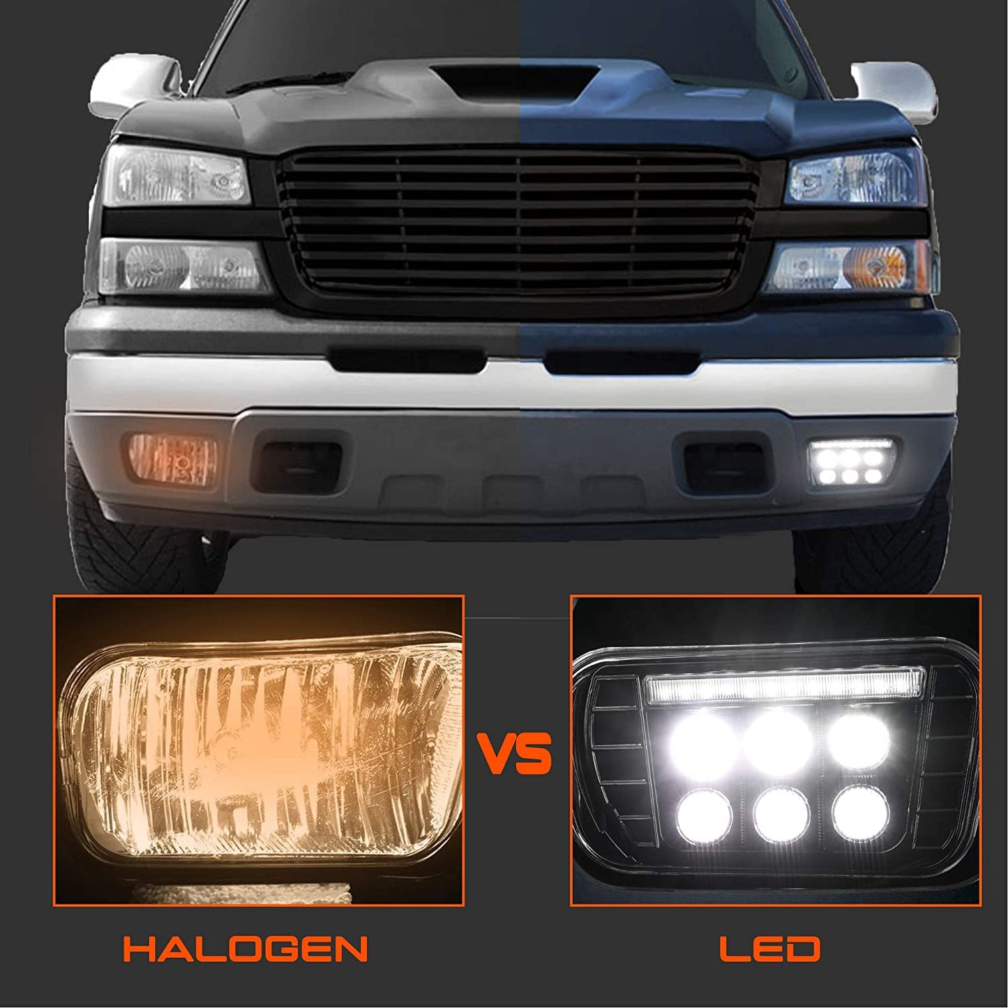 LED Fog Lights with DRL for Chevy Silverado 1500/2500HD/3500HD 2003-2006