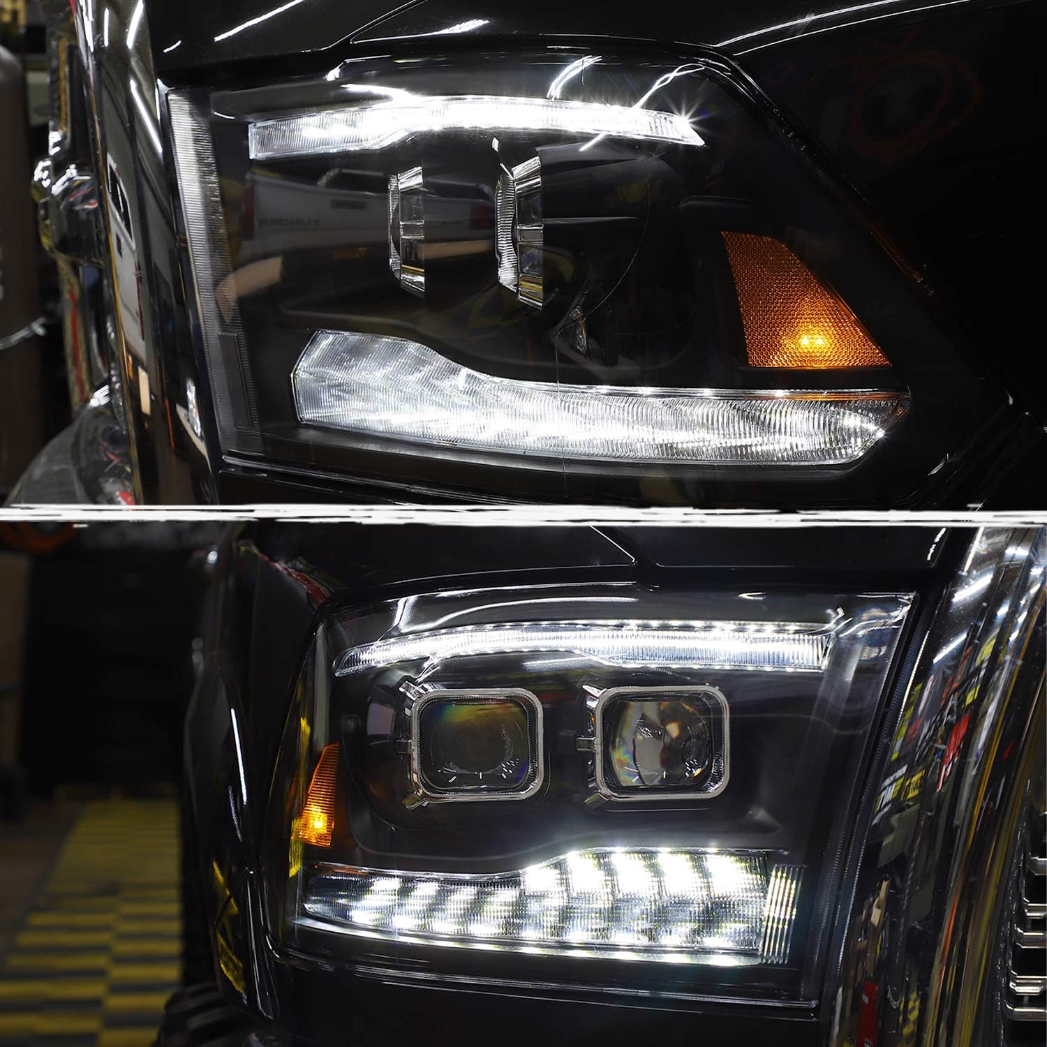 [Factory Upgrade] For 09-18 Dodge Ram 1500 2500 3500 LED DRL Headlights With Light bulbs - OHMU