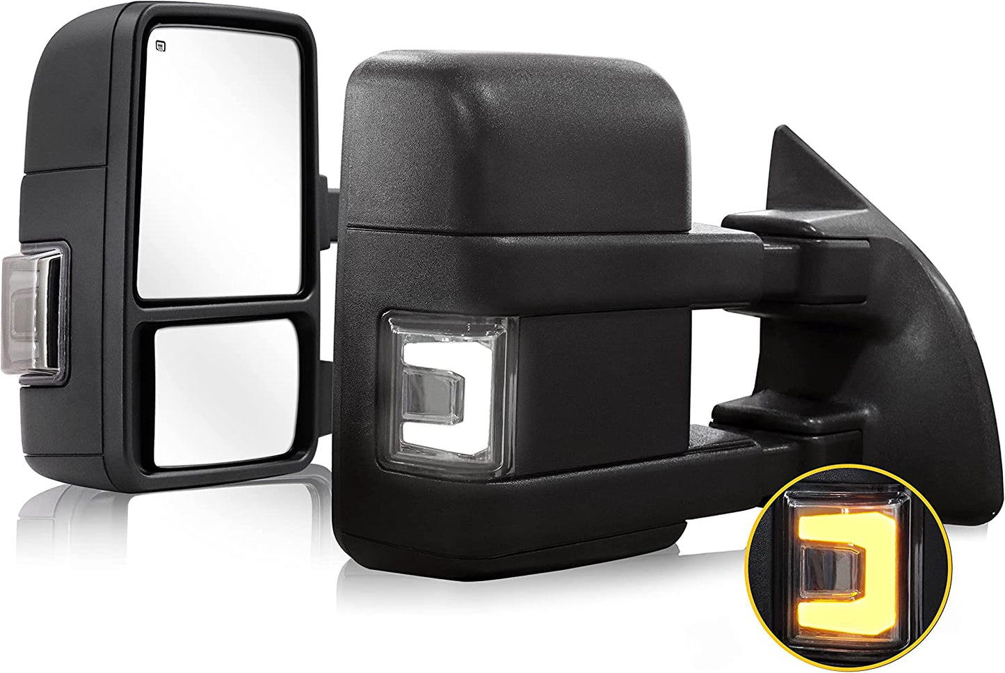 C-type Smoke Lens Upgrade Towing Mirrors for 1999-2016 F250 F350 F450 F550 with Power Glass