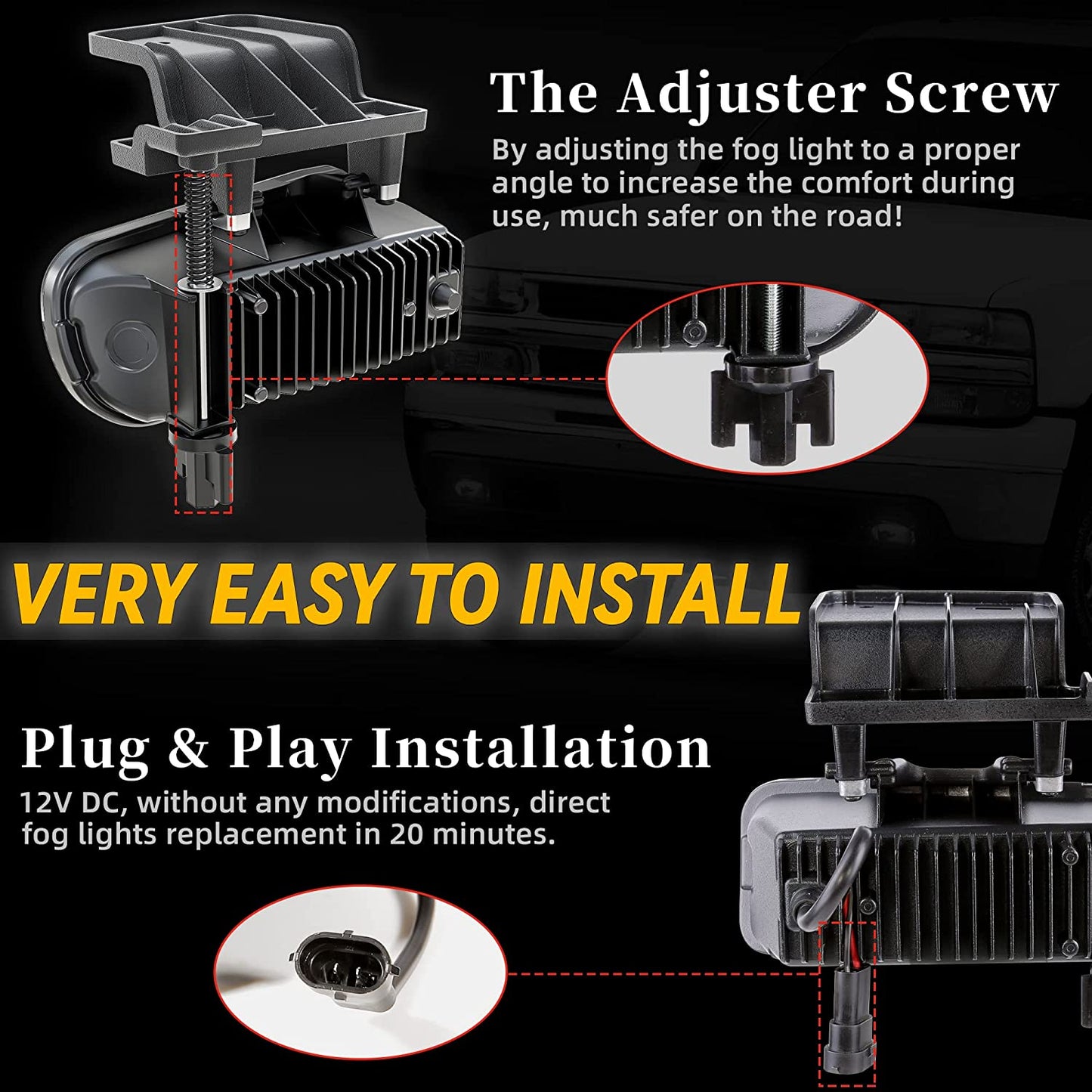 Upgraded LED Fog Lights Fog Lamps with Bulbs Compatible with 1999-2002 Chevy Silverado 1500 2500 3500