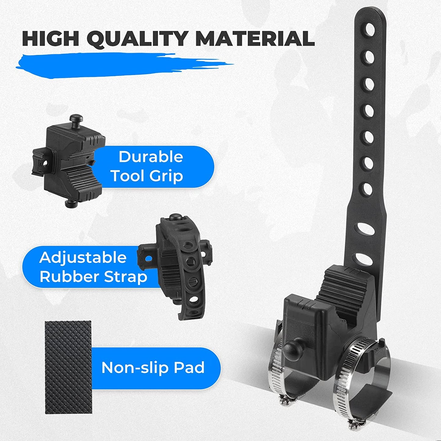 Shovel Holder Rubber Clamp Grip Mount Fits 1"-1.5" Diameter Tools