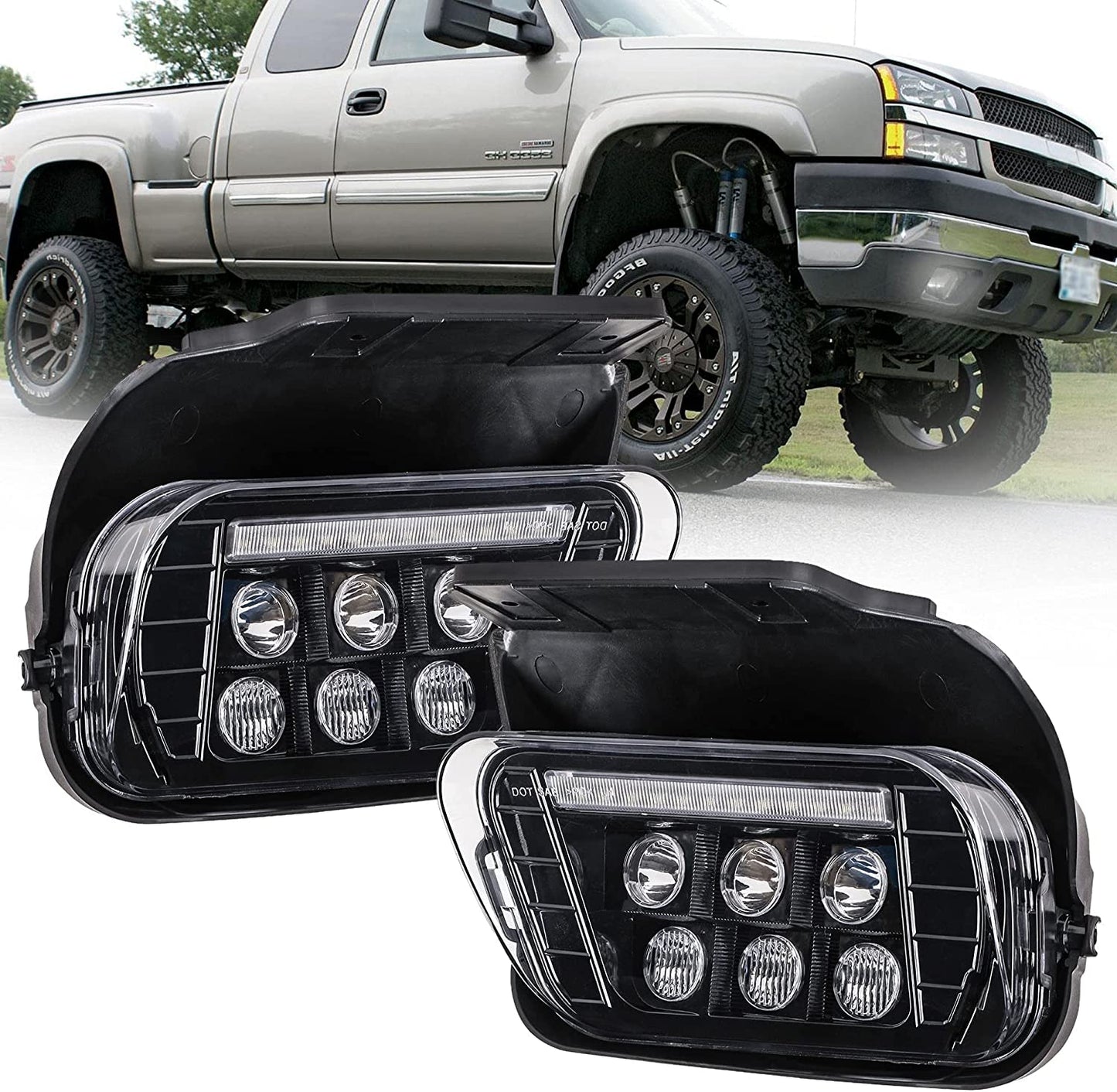 LED Fog Lights with DRL for Chevy Silverado 1500/2500HD/3500HD 2003-2006