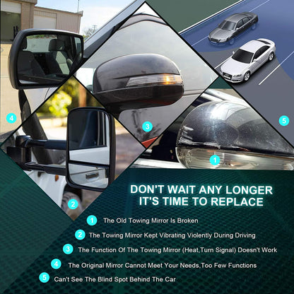 Towing Mirrors Fit for 1999-2007 for Chevy/for GMC Silverado/Sierra 1500 2500HD 3500HD - OHMU