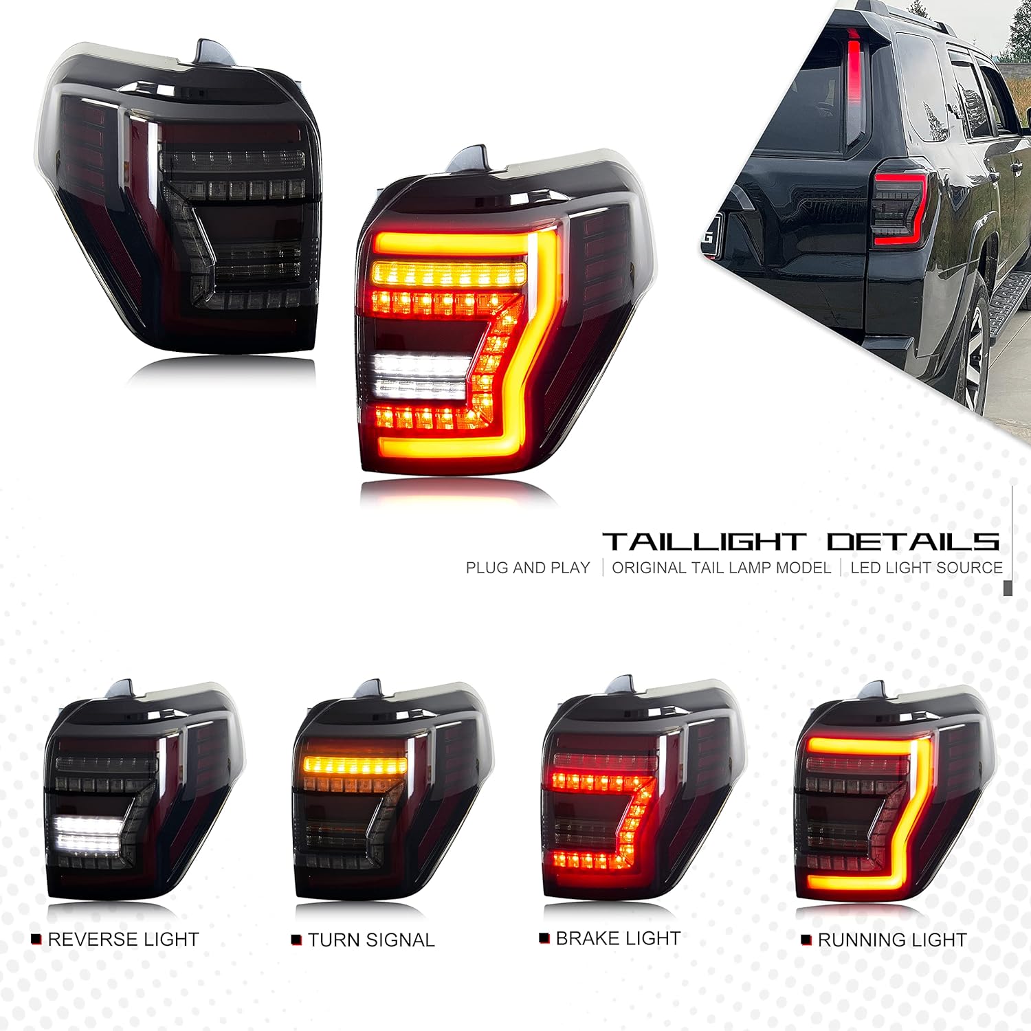 LED Tail Lights for Toyota 4Runner 2003-2009 4th GEN 4-Runner Start-up Animation Sequential - OHMU
