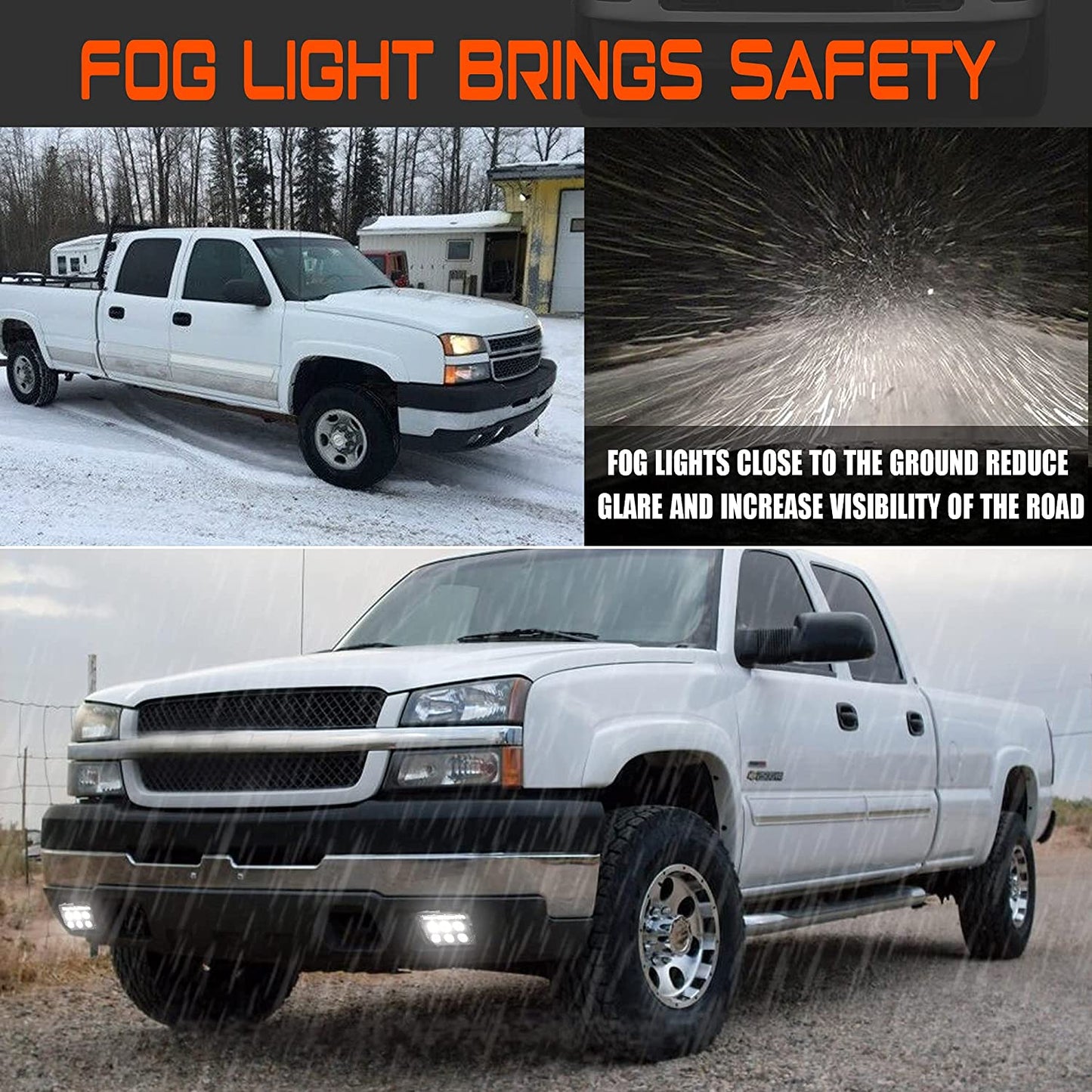 LED Fog Lights with DRL for Chevy Silverado 1500/2500HD/3500HD 2003-2006