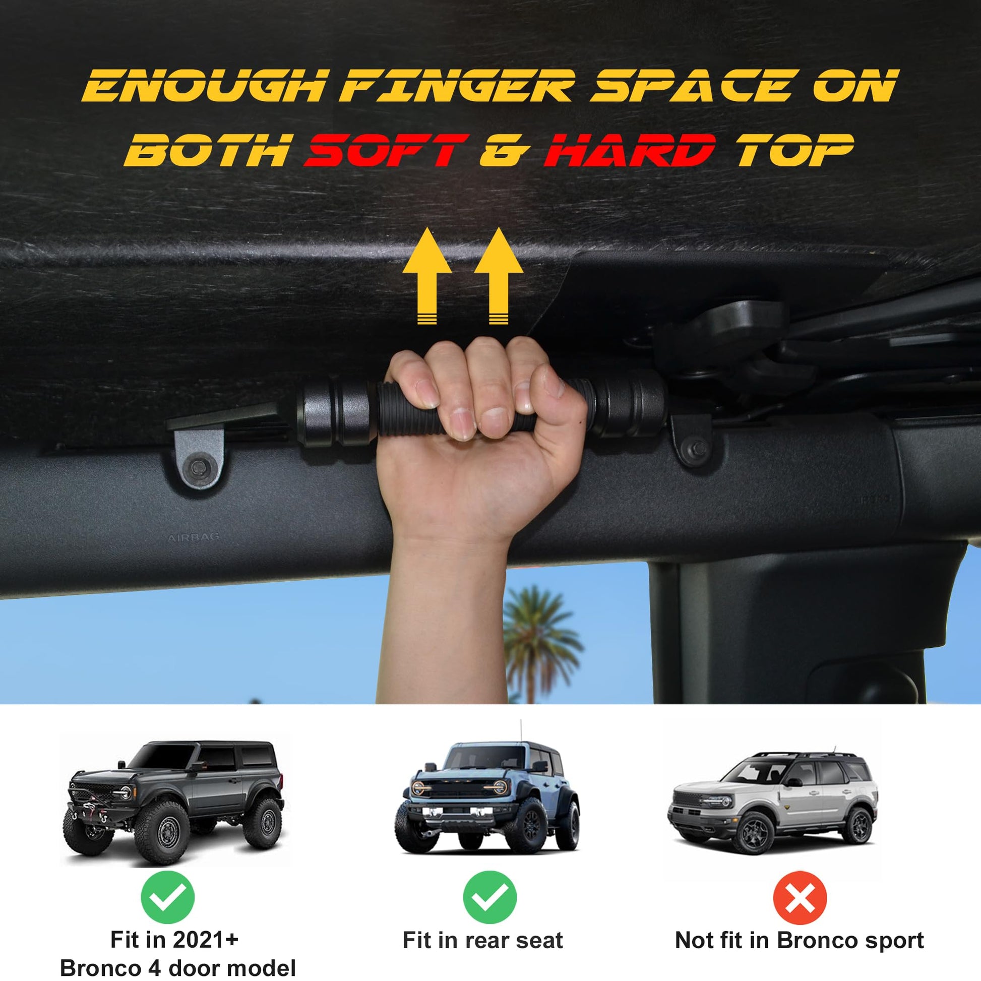 Updated Aluminum Grab Handles for Ford Bronco 2024 2023 2022 2021 2/4 Door - OHMU