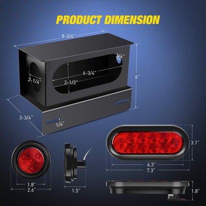 2PCS Steel Trailer Light Boxes Housing Kit - OHMU