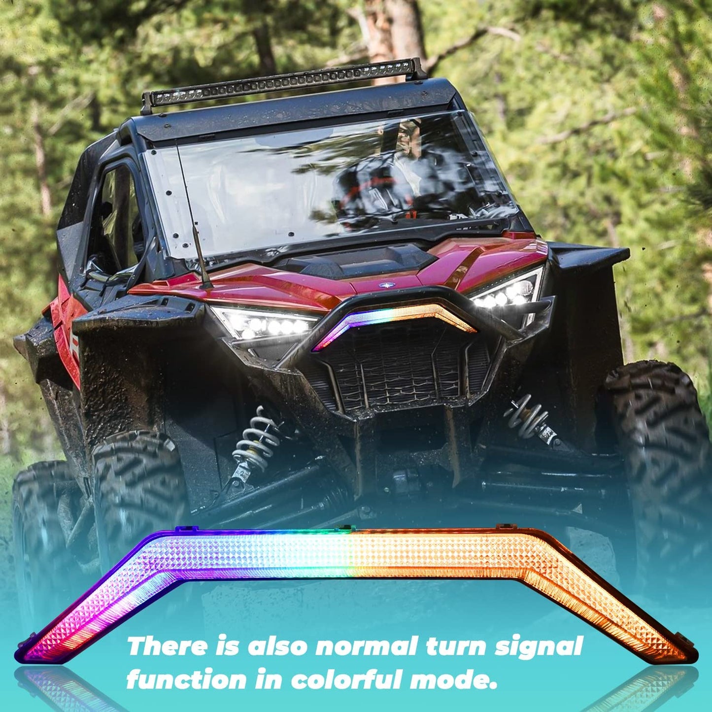 Front Accent Light LED Center Grill Fang Light Compatible with 2020 - 2023 Polaris RZR PRO XP / 4 PRO R Turbo R RZR PRO XP Light