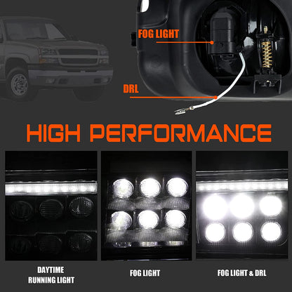 LED Fog Lights with DRL for Chevy Silverado 1500/2500HD/3500HD 2003-2006