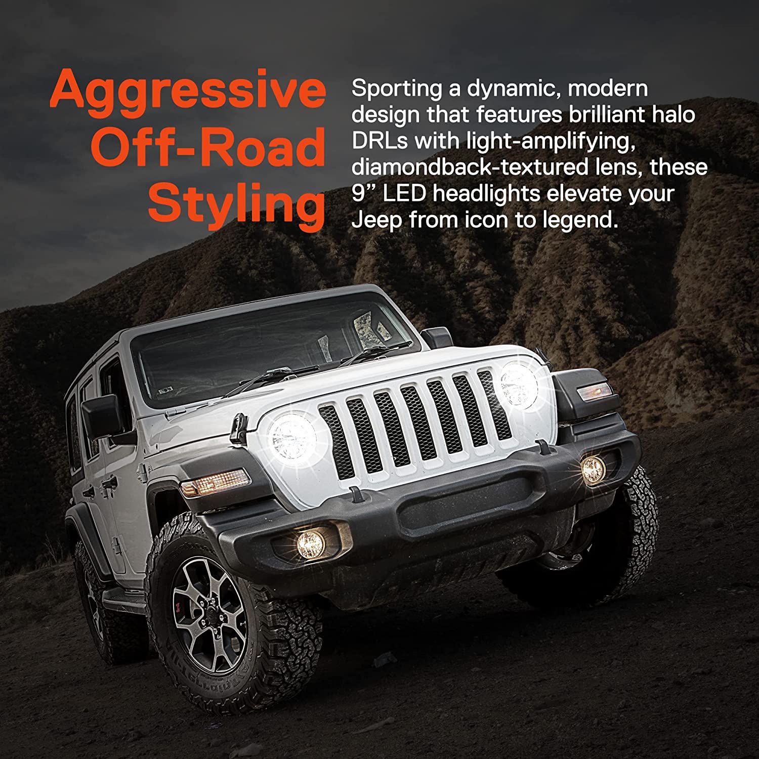 Upgraded 9" Round LED Headlights for Jeep Wrangler JL Gladiator JT 2018-2023 - OHMU