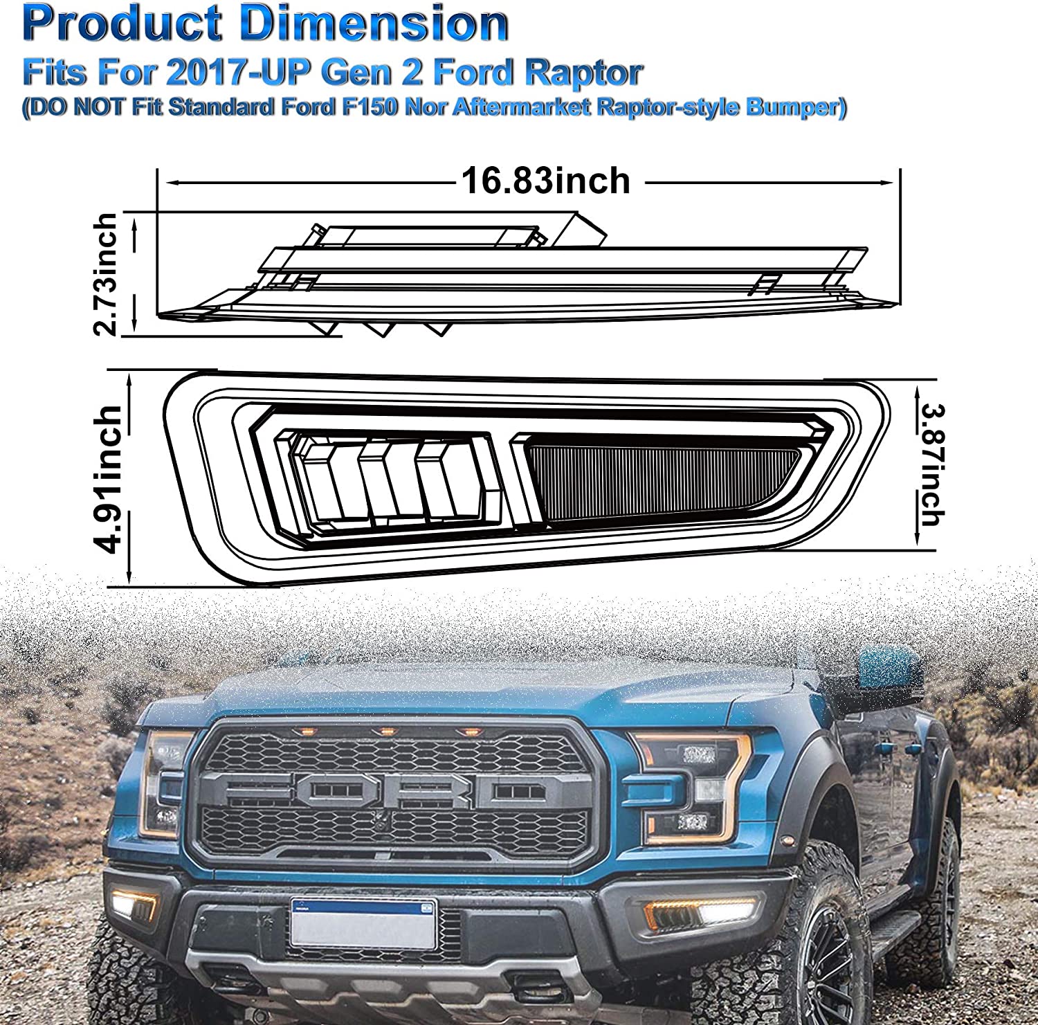 Raptor Rkc Lights 2023 New Upgraded Fog Lights with Gen 2 Ford Raptor 2017 2018 2019 202 ...