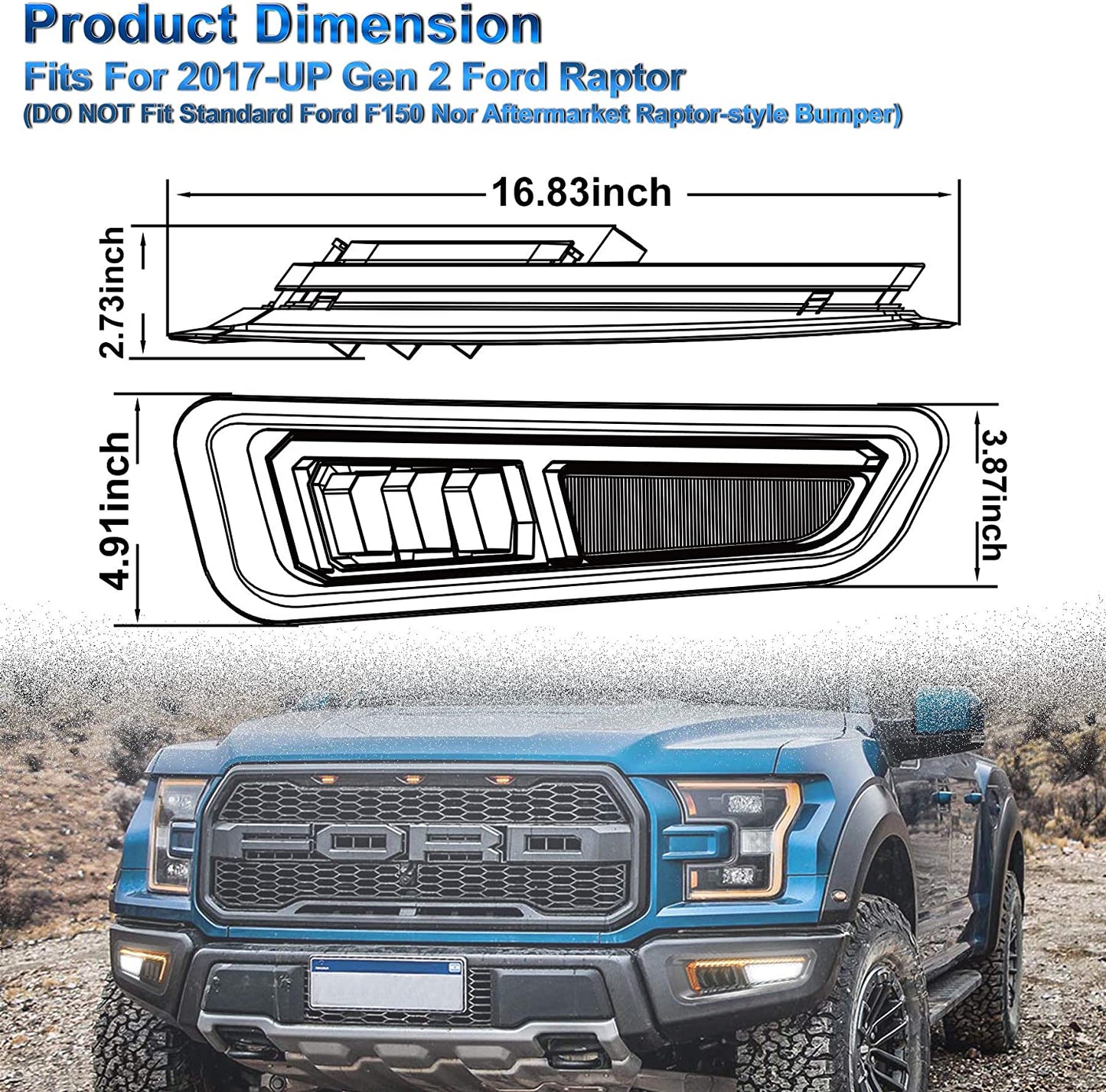 2023 New Upgraded Fog Lights with Gen 2 Ford Raptor 2017 2018 2019 2020 - OHMU