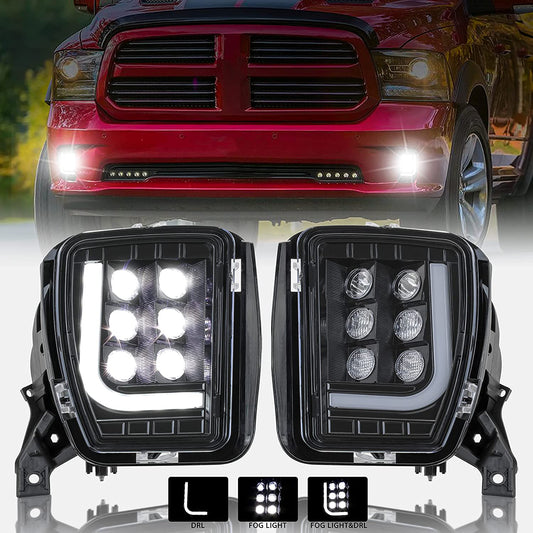 LED Fog Lights with Daytime Running Lights for 2013-2018 Dodge Ram 1500 Accessories