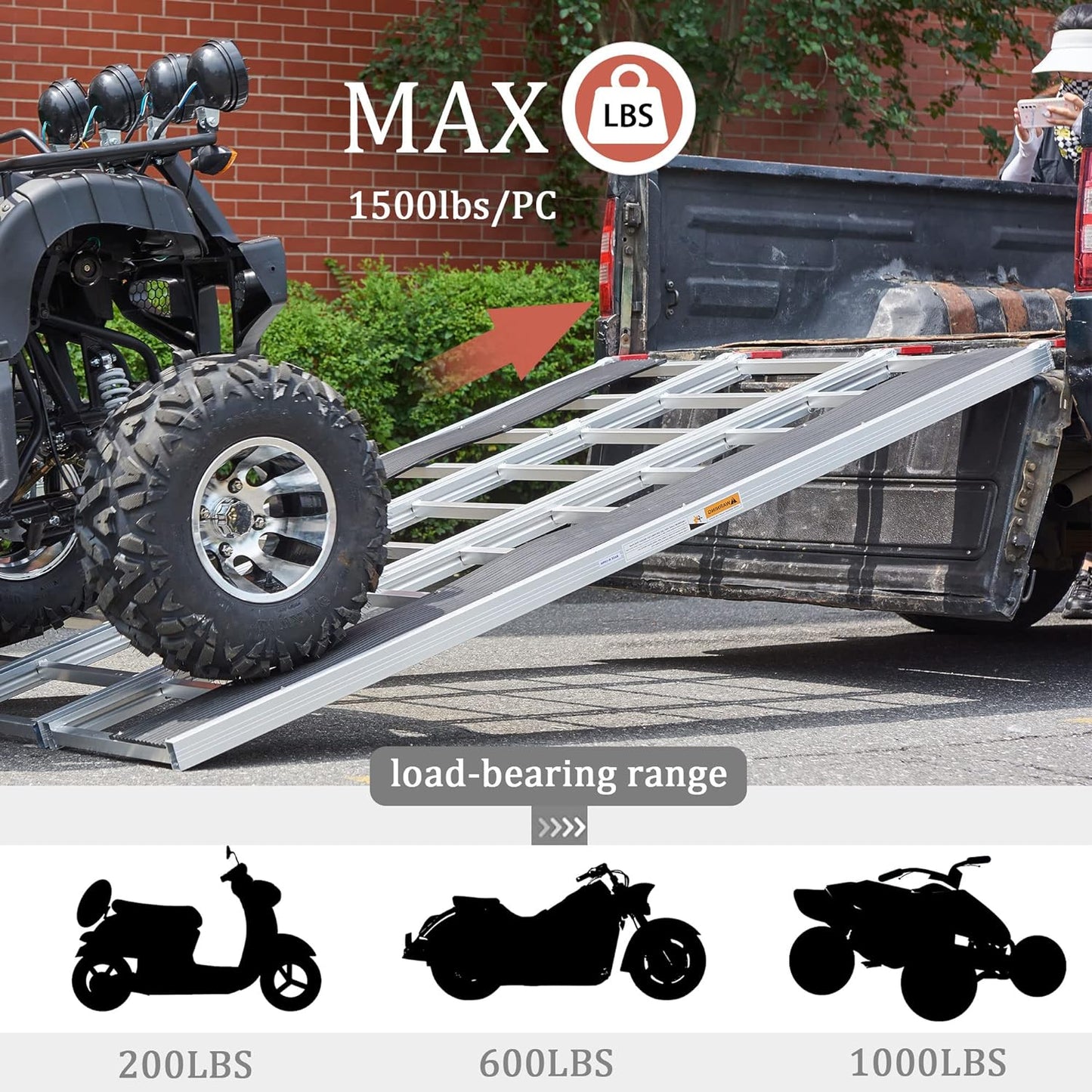 Motorcycle Ramp, ATV Ramp for Pickup Trucks