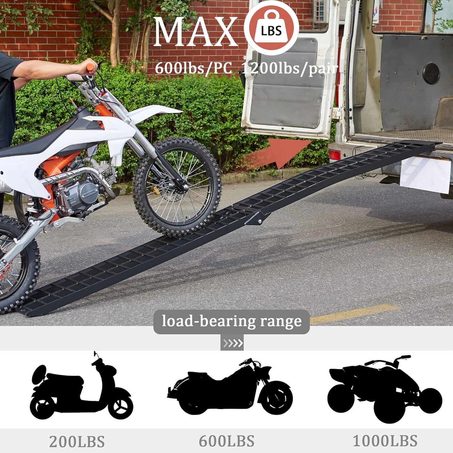 Motorcycle Ramp, ATV Ramp for Pickup Trucks