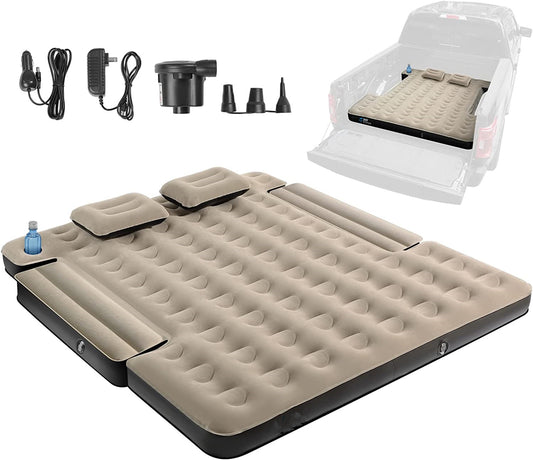 Truck Bed Air Mattress for 5.5-5.8Ft with Pump, Carry Bag & Cup Holder Design